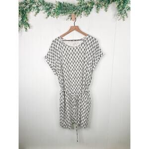 Boden Black White Floral Short Sleeve Shift Dress Plus Size 16